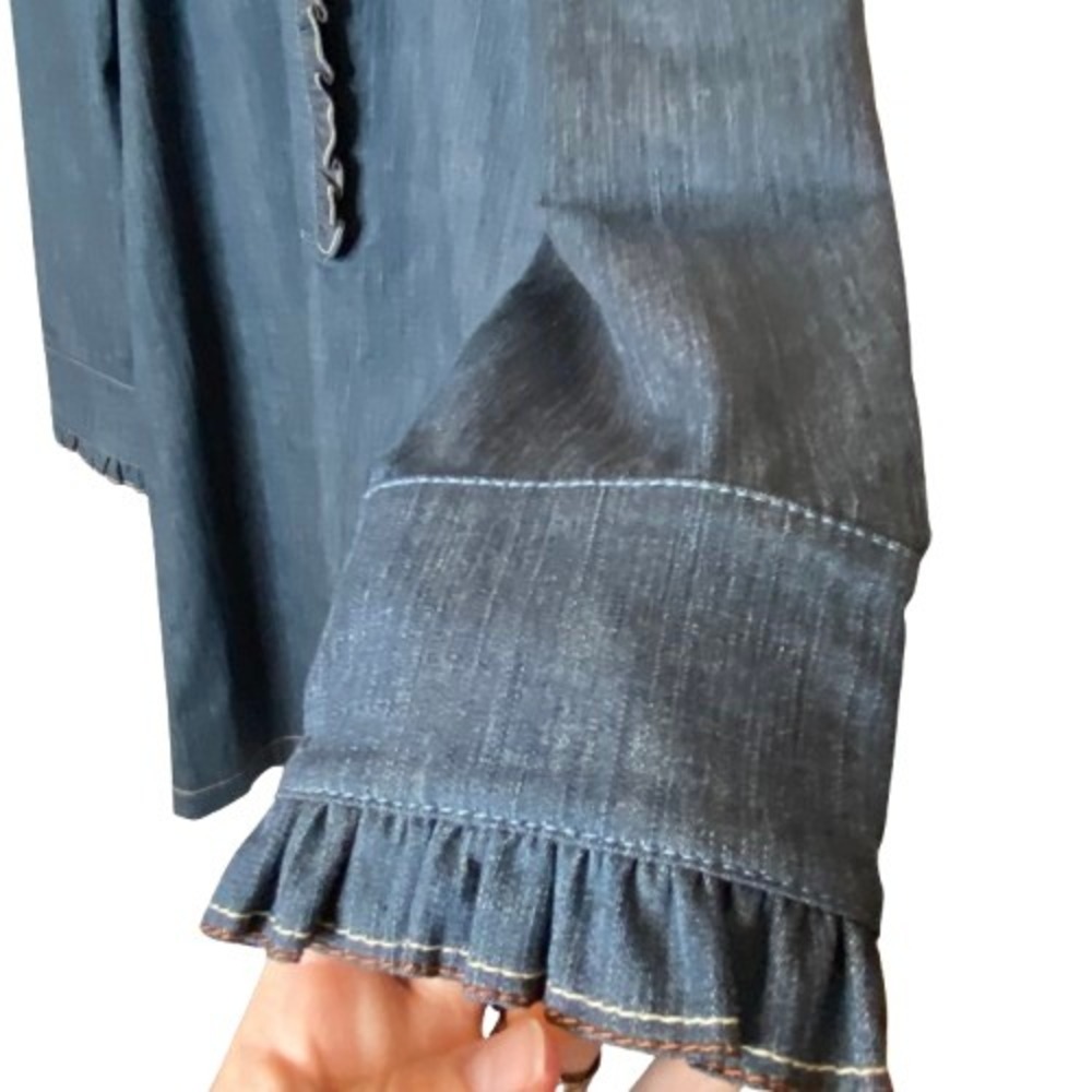 Lafayette 148 Womens Denim Shirt Dress Large Blue Western Quiet Luxury Preppy - Picture 7 of 10